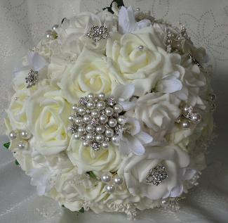 Ivory and White Vintage Style Wedding Bouquet