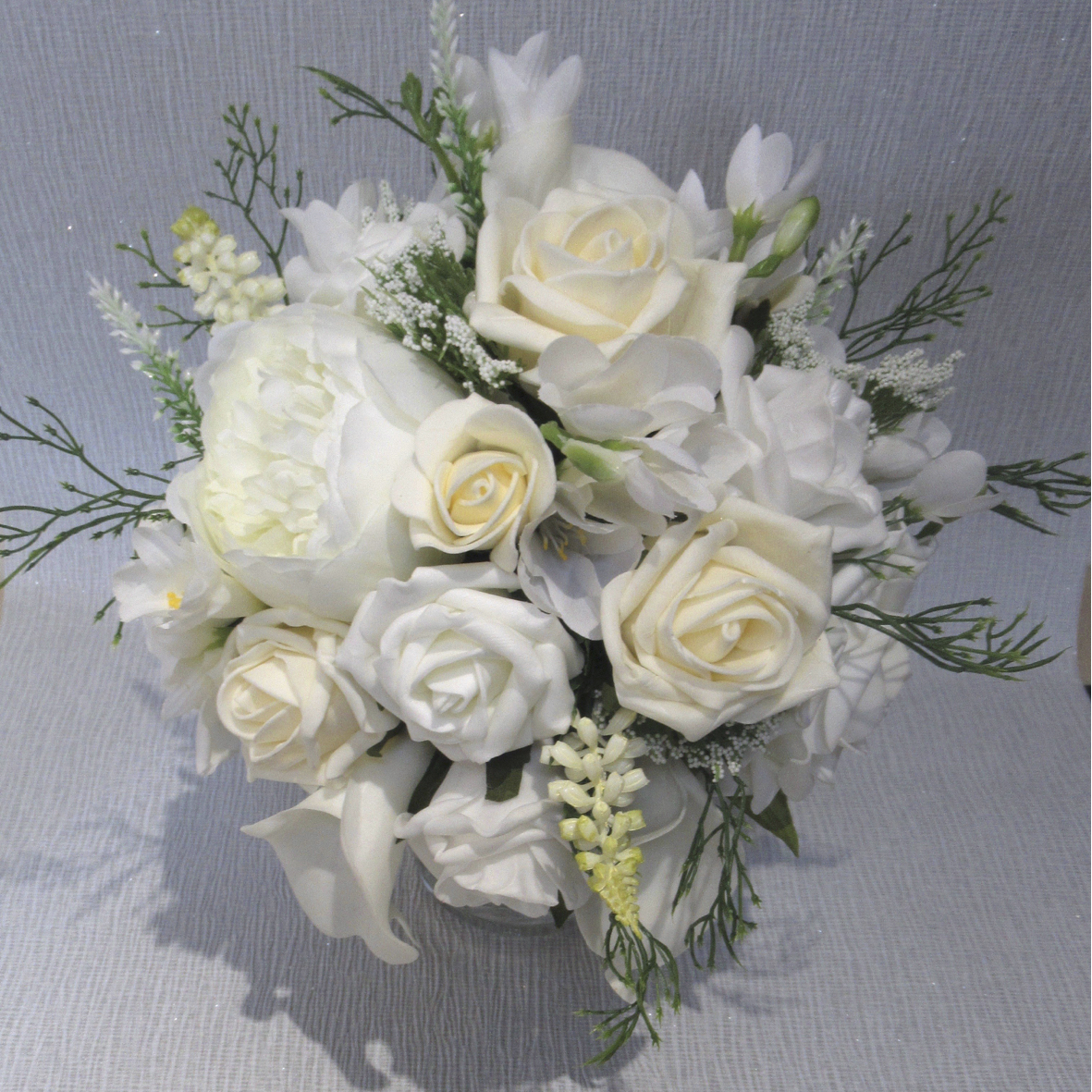 Ivory & Cream Peony & Rose Bridesmaid Bouquet, Ivory wedding flowers, 