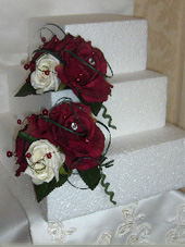 Deep red and Ivory Rose Cake Tier Displays