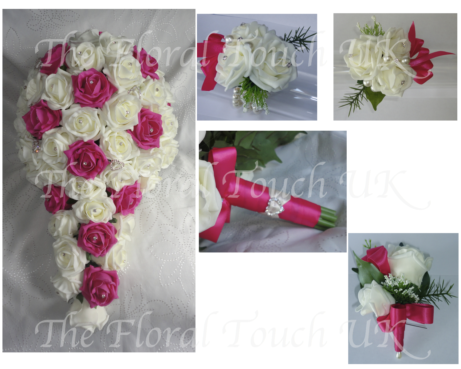 Bridal Shower Bouquets Teardrop Wedding The Fl Fuchsia Ivory Cascading Bridal Bouquet With Diamante Hearts