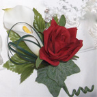 Real Touch Calla Lily & Velvet Touch Rose Buttonhole