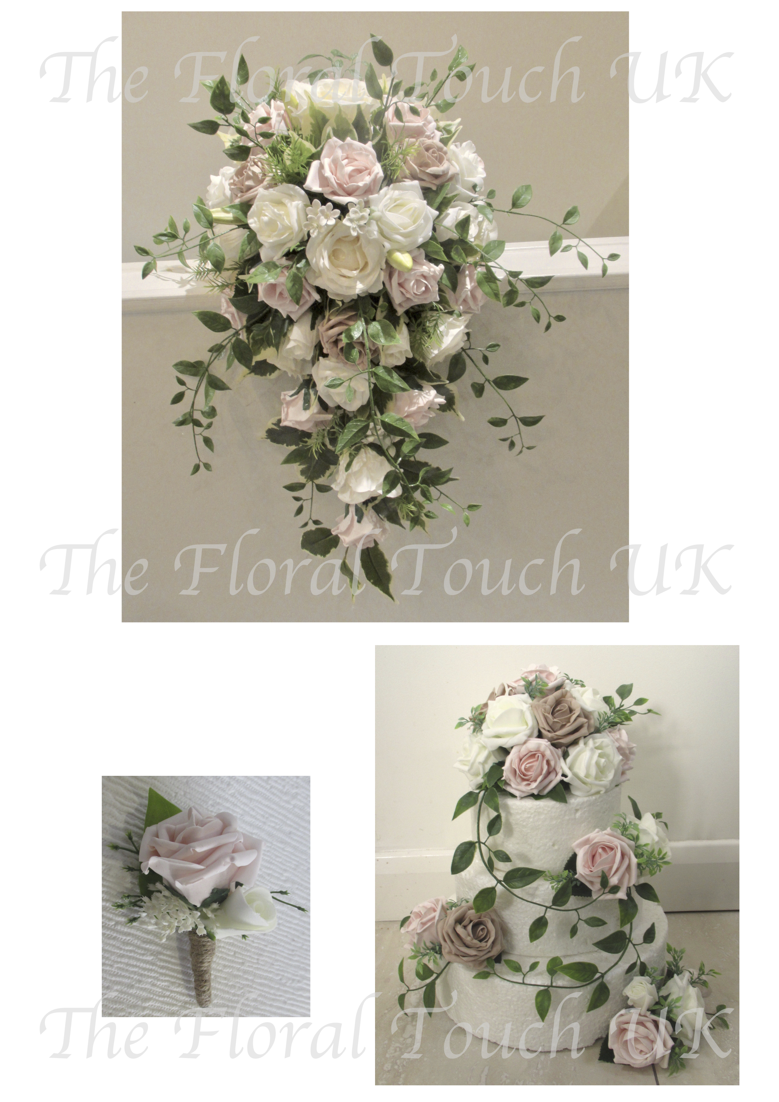 BABY PINK AND WHITE TEARDROP WEDDING BOUQUET WITH GYP CRYSTALS AND DIAMANTE'S. 