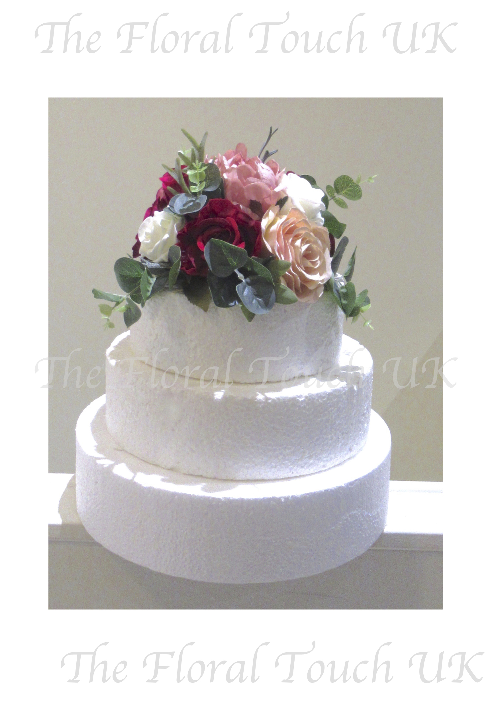 WEDDING CAKE SUGAR 18 TRAILING ROSES IN IVORY/DARK RED OTHER COLOURS AVAILABLE, 