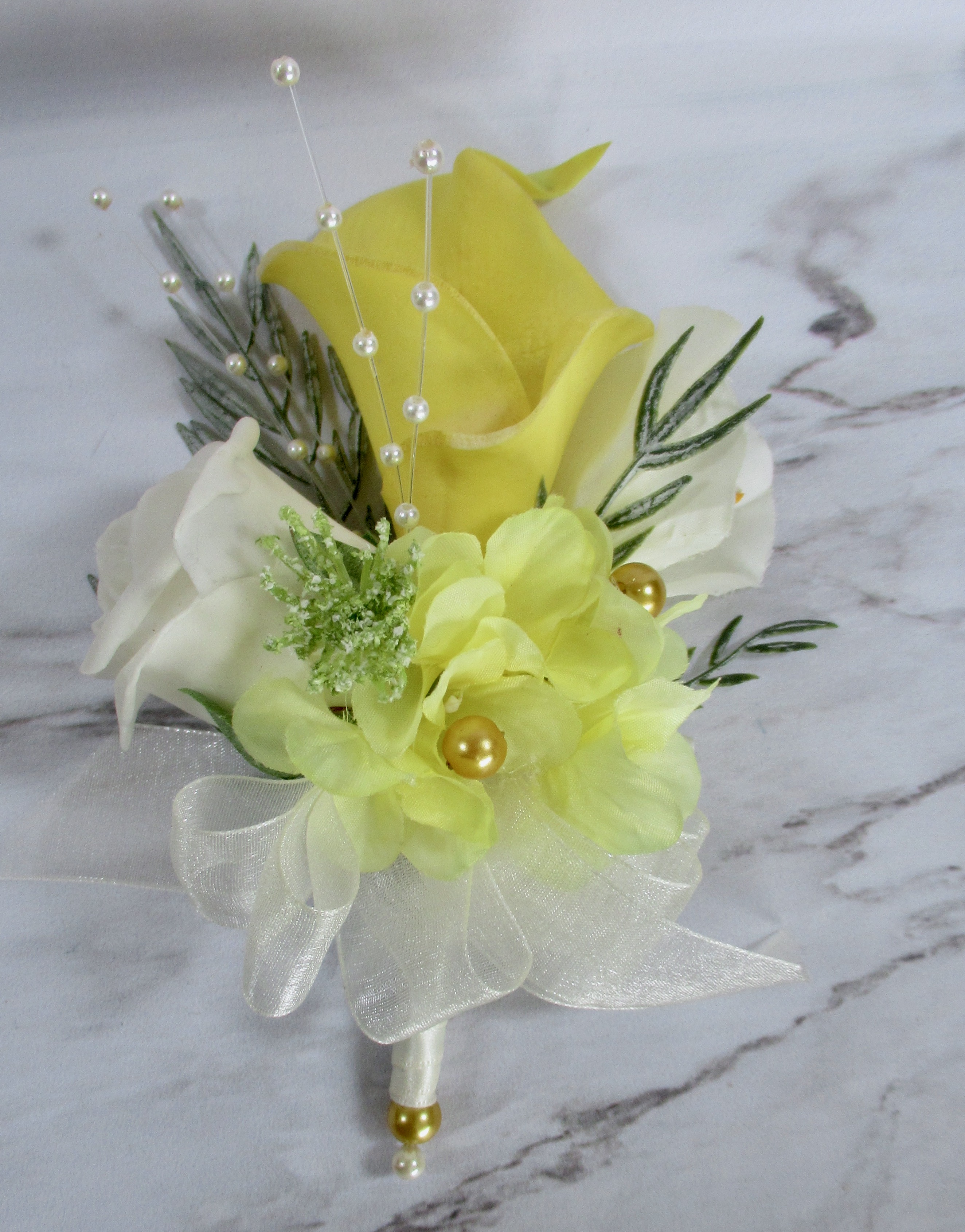 lemon & gold corsage sale corsage for weddings, sale weddng corsage