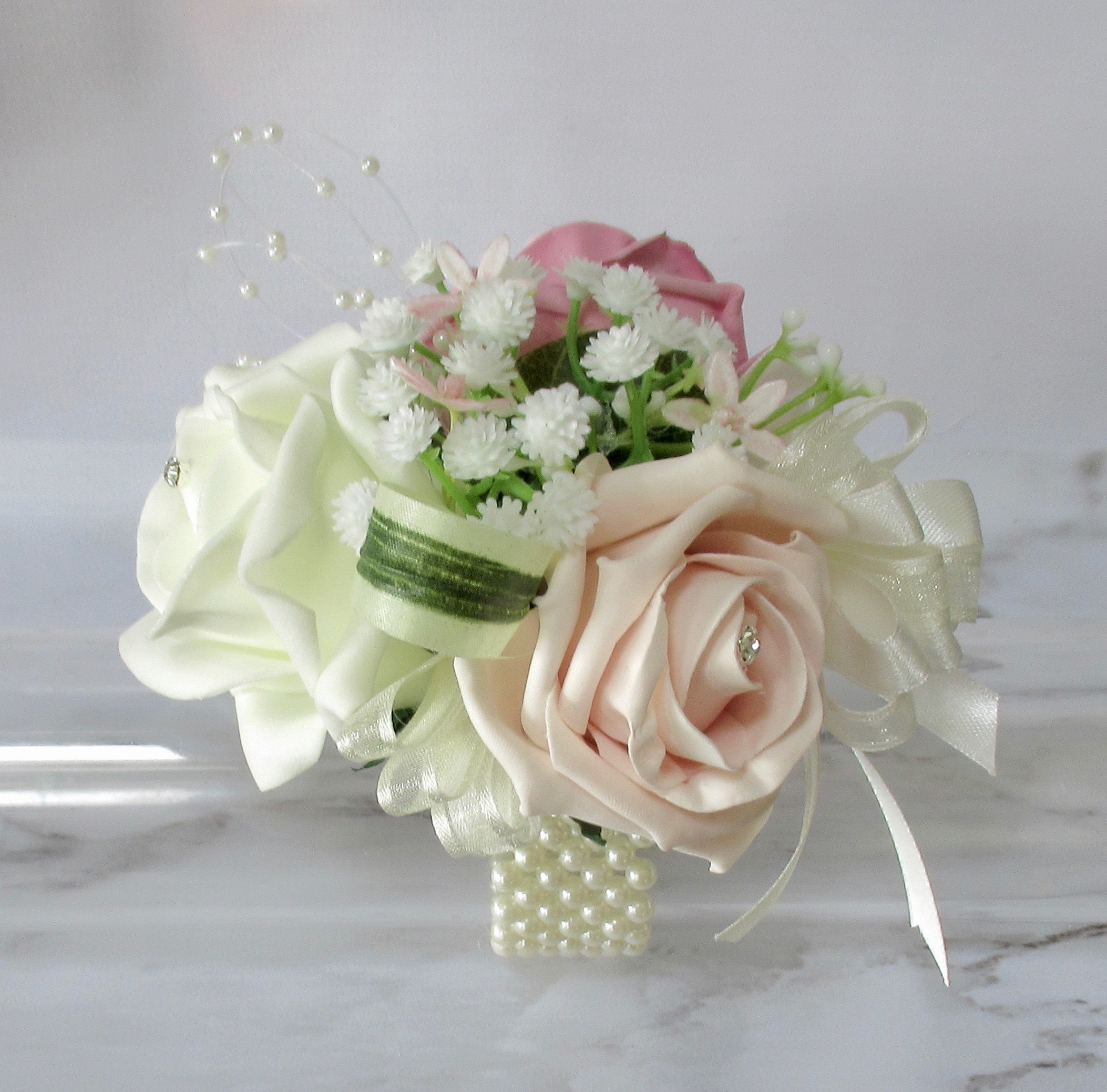 Dusky Pink & Blush Pink Wrsit Corsage for proms and weddings