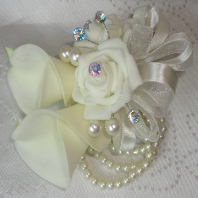 Real Touch Ivory Calla Lily & Rose Wrist Corsage