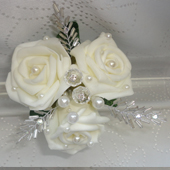 Ivory Rose & Crystal Gem Wrist Corsage