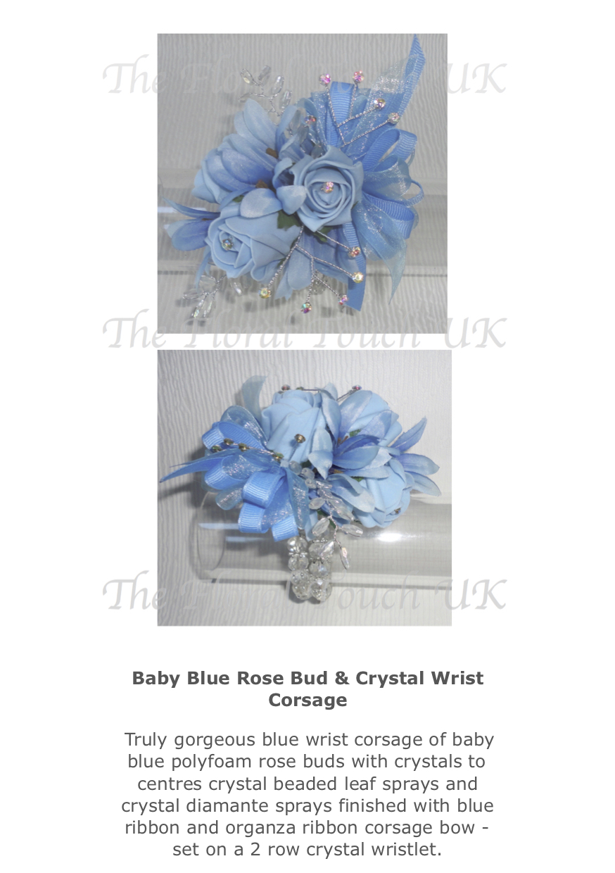 The Floral Touch UK.com | Wrist Corsages | Prom Corsage | Wrist Corsage ... White And Baby Blue Corsage